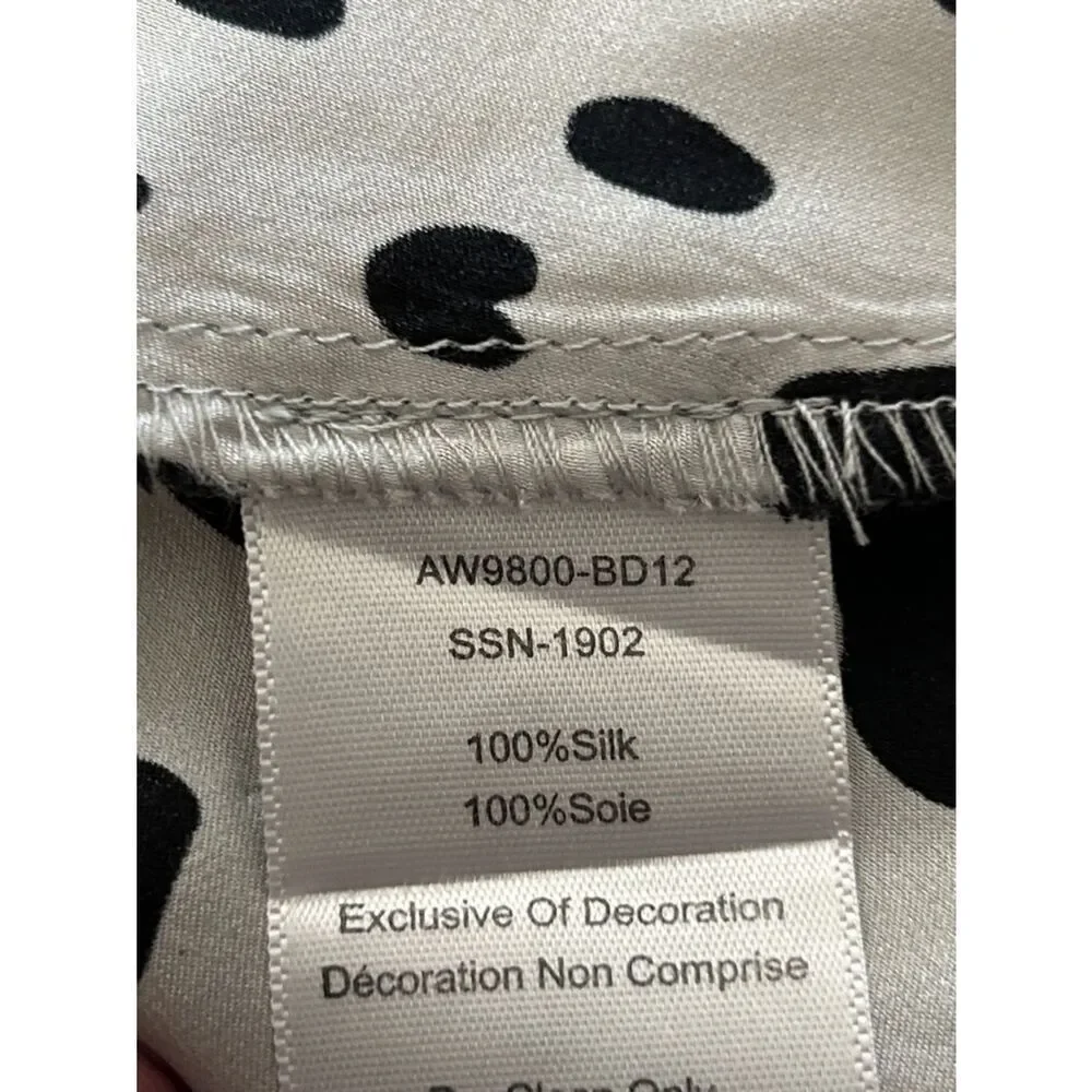 ATM Cheetah-Print Silk Skirt Black and White Dalmatian Print Midi Skirt SMALL
